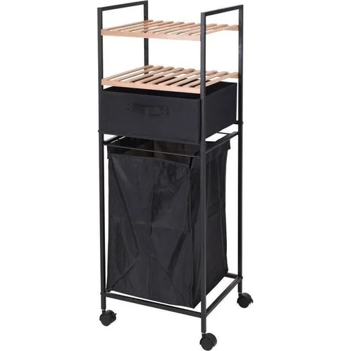 "Bathroom Solutions bathroom shelf - with laundry basket - bamboo shelves image"