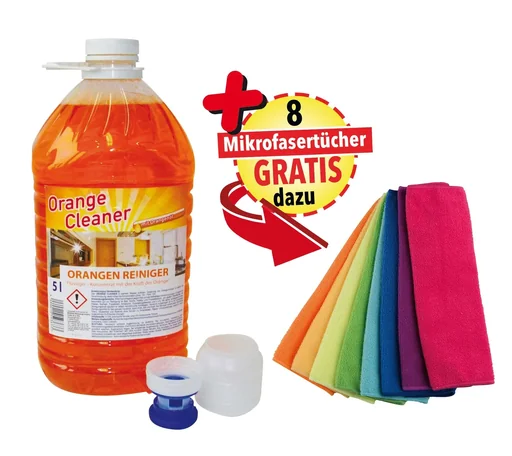 "Orange Cleaner XXL Special Set, 5 liters plus 8 microfiber cloths image"