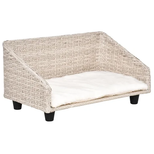 "Pet bed with cushion four feet dog bed woven rattan style cat bed dog basket dog sofa metal polyester PE image"