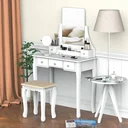 Dressing table with mirror and 5 drawers, white