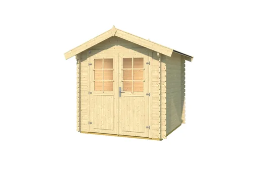 "Garden shed 209 size 1 253 x 234 x 244 cm wall thickness 28 mm, with double door natural image"