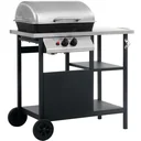 Gas grill with 3-tier side table black and silver