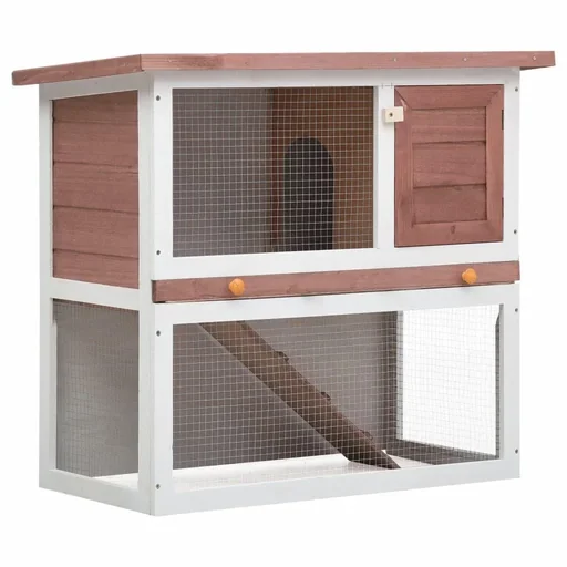 "Outdoor rabbit hutch with 1 door image"