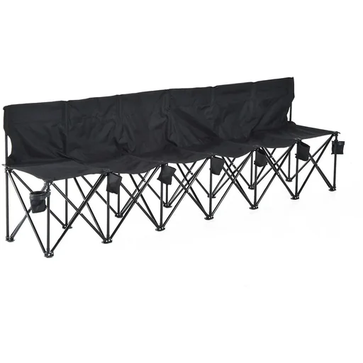 "Camping bench folding bench 6-seater with carrying bag black image"