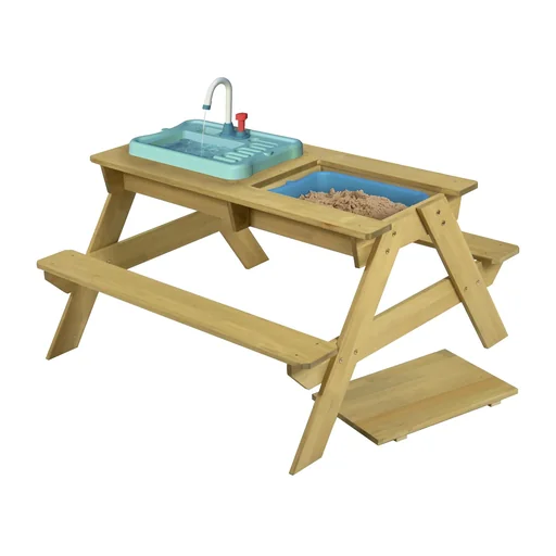 "Toys Wooden Children's Picnic Table 89x94x51 cm Natural image"