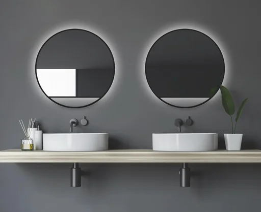 "Decorative wall mirror "Black Hole" - Light indirect LED lighting Ø 60 cm image"