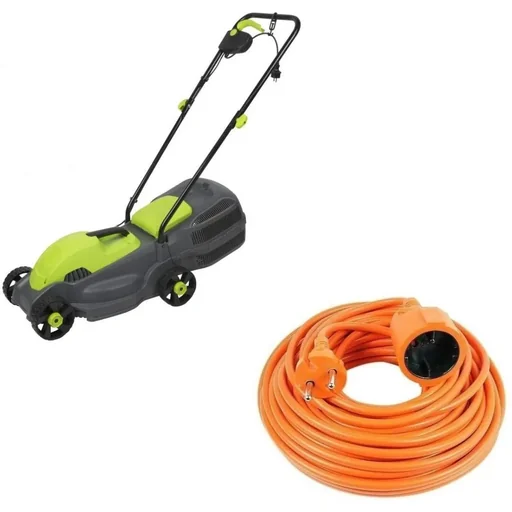 "Garden electric lawn mower 1100 Watt hopper 30L - cutting width 320mm + INCL Vekto extension cable 10 meters 2500 Watt image"