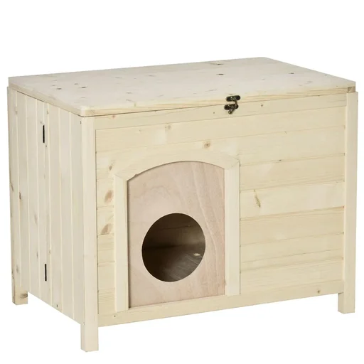 "Dog kennel, dog house, foldable pet house, cat house, solid wood, natural, 78 x 51 x 62 cm image"