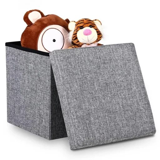 "Folding stool with storage Gri image"