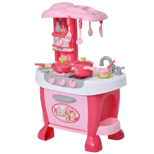 "Children's play kitchen with 38-piece accessory set image"