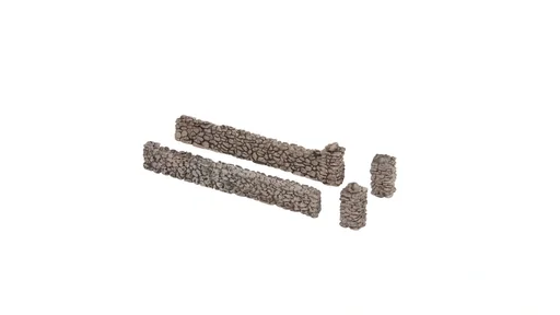 "Fieldstone wall, wall panels, 12 pieces, total length 70 cm, wall height 1.3 cm, pillar height 2.0 cm, gauge H0 image"