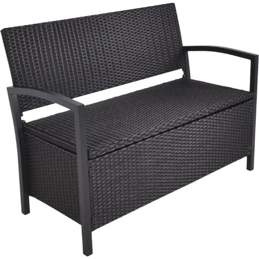 "Park bench FERRARA, with storage compartment, aluminum/plastic mesh, black image"