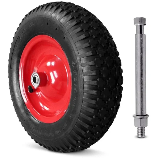 "Wheelbarrow spare pneumatic tire/wheel including axle image"