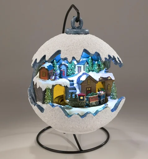 "Christmas ball with moving train, LED light and music image"