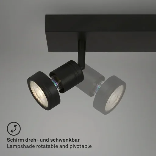 "LED spotlight 2-bulb, black, 2 x GU10 socket, including 2 x LED bulbs, 4.9 watts, 460 lm, 3000 K image"