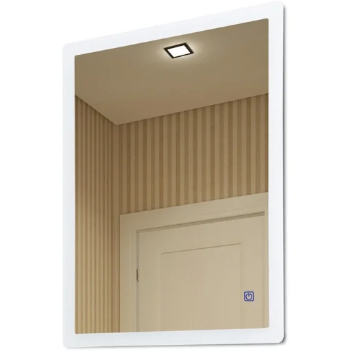 "Bathroom mirror with LED touch, white image"
