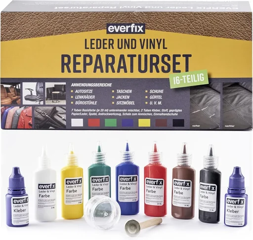 "Leder- en vinylreparatieset (16 stuks) voor reparatie van leer en kunstleer image"