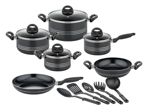 "15-piece Milano Nero cookware set image"