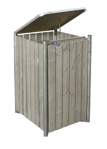 "Garbage can box 1-compartment, wood natural grey, for 240 l bins image"