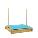 Wooden sandpit with sunroof
