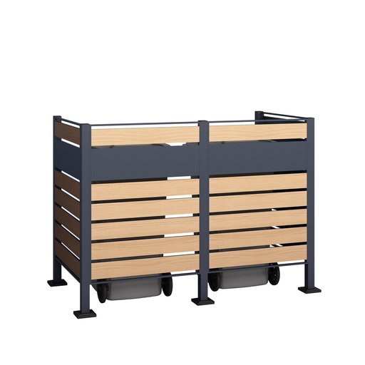 "Westmann Afvalbakombuis Planum 2er 120 cm houtlook (2× 240 L) image"