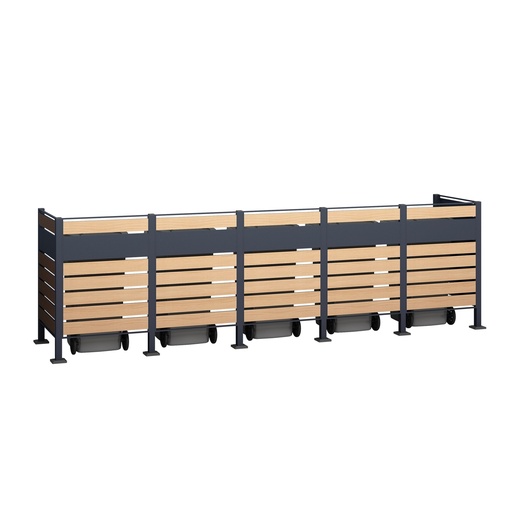 "Westmann Afvalcontainerombouw Planum 5-delige 120 cm houtlook (5× 240 L) image"