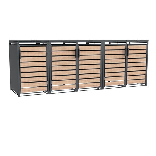 "Westmann Afvalcontainerbox Lacina 5er houtlook (5× 240 L) image"
