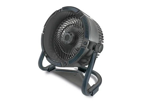 "Battery-powered outdoor fan, black image"
