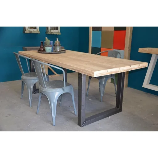 "Dining table Atlanta Stalen onderstel - Scaffolding wood image"