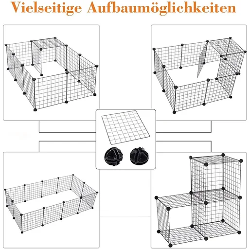 "Playpen small animal cage metal grid outdoor enclosure flexible reshapeable black 106 x 73 x 36 cm image"