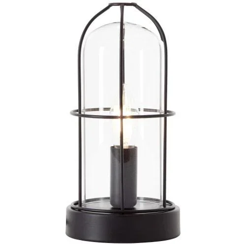 "Table lamp Storm nationwide mat wood black glass 40W E14 image"