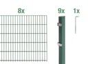 Double rod mesh fence complete set, green, height 120 cm, length 16 m