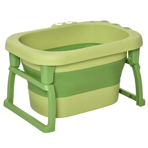 "Foldable baby bath 2 in 1 design with non-slip foot pads support bars stool foldable baby bath image"