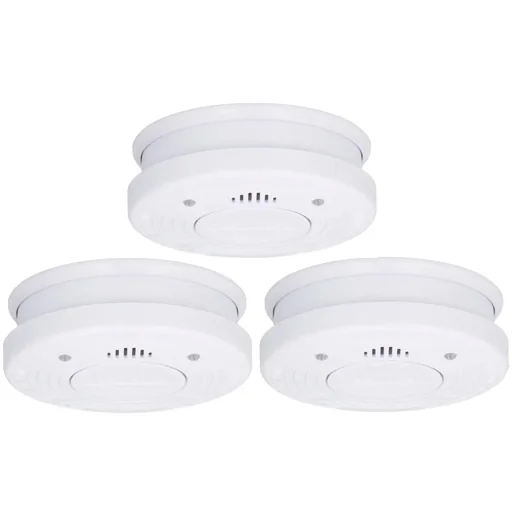 "3x Optical smoke detector 10-year lifetime - 85 dB - White image"