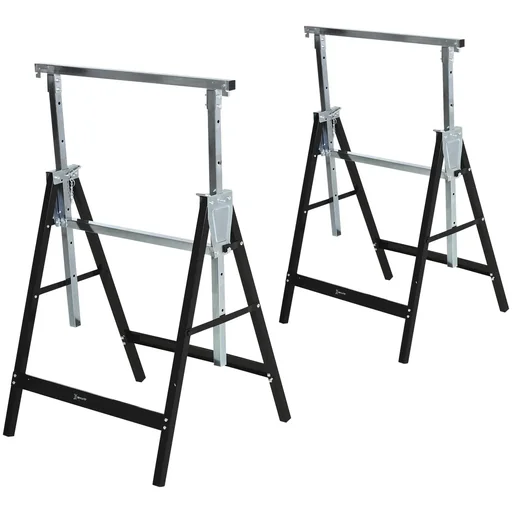 "Sawhorse, height-adjustable and foldable, max. 200 kg, black image"