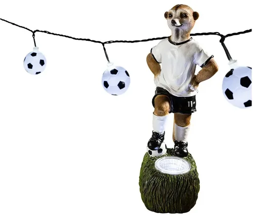 "Solar meerkat figure "Miro" and LED light chain with 50 footballs image"