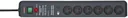 Secure-Tec 6-way power strip with 19,500A surge protection and acoustic warning signal, grey