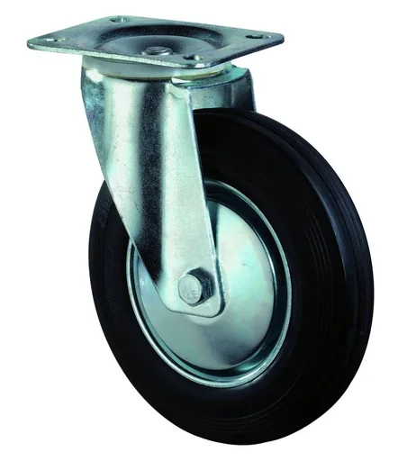 "Swivel castor with solid rubber tire without brake diameter 200mm image"