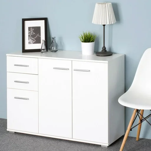 "Sideboard / chest of drawers white with 3 doors & 2 drawers image"