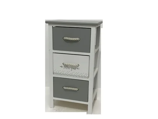 "Wooden chest of drawers with 3 drawers white / grey image"