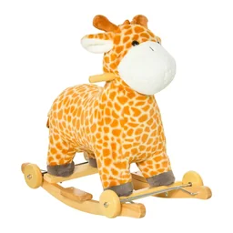 2-in-1 hobbelpaard met wielen pluchen schommeldier babyschommel speelgoed voor 36