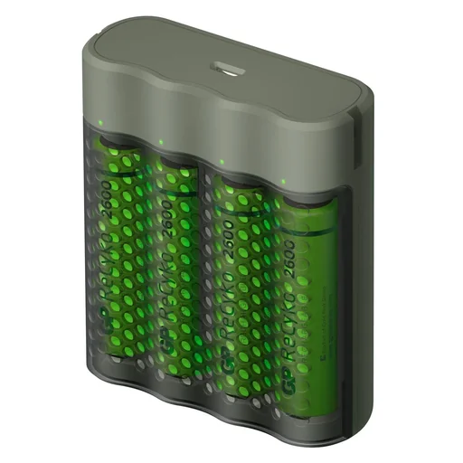 "USB fast charger for 4 AA / AAA NiMH batteries including 4 ReCyko Mignon (AA) NiMH batteries with 2600 mAh image"