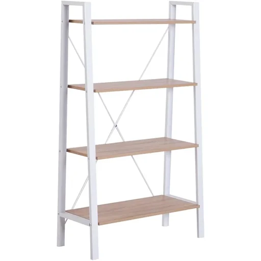 "Standing shelf ladder shelf step shelf bookcase flower shelf wood vintage 4 compartments 80 x 33 x 133.5 cm image"
