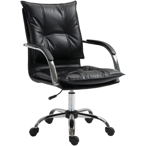 "Office chair swivel chair height adjustable rollable ergonomic PU black 64 x 57 x (91 101) cm image"
