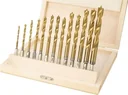 Titanium wood drill bit set 13-piece, hexagon socket, 3.0 - 10.0 mm