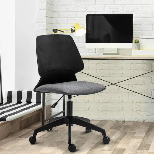 "Swivel chair office chair desk chair rollable height adjustable ergonomic padded linen 60 x 50 x (84 93) cm image"