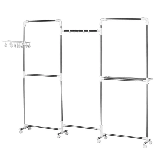 "Coat rack with shoe rack, white-silver image"