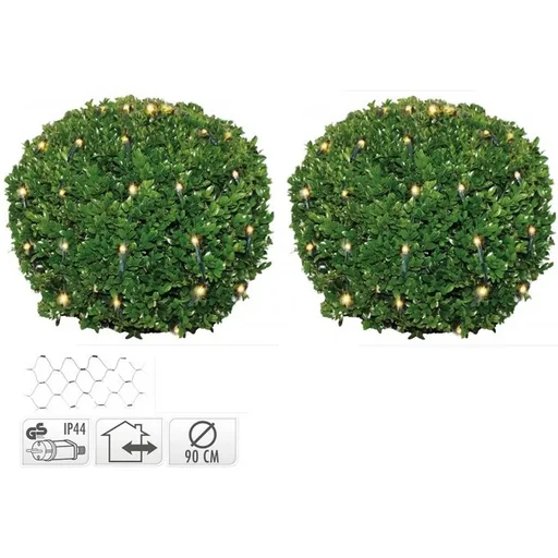 "Boxwood ball net SET of 2 - 100 LED warm white Ø 90cm - shrub image"