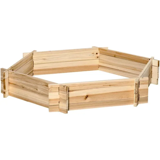 "Raised bed hexagonal DIY planter planter made of wood for garden balcony natural 100 x 92 x 16 cm image"