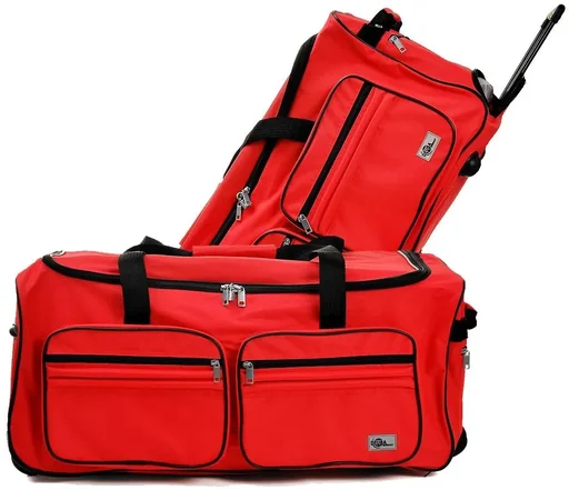 "Travel bag with trolley function - 85L - Red - Bag with wheels image"